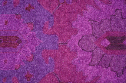Custom Made Overdyed Traditional Oushak Purple Hand Tufted Wool Area Rug.
