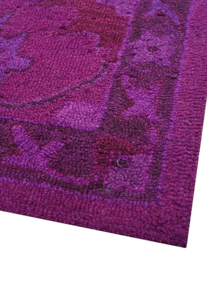 Custom Made Overdyed Traditional Oushak Purple Hand Tufted Wool Area Rug.