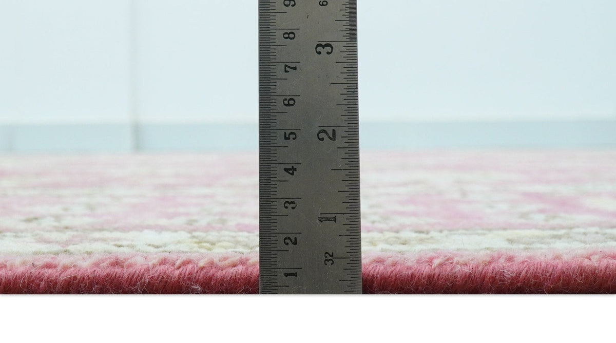 Custom Made Pink and Beige Oushak Hand Knotted Wool Rug.