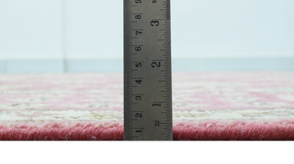 Custom Made Pink and Beige Oushak Hand Knotted Wool Rug.