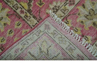 Custom Made Pink and Beige Oushak Hand Knotted Wool Rug.