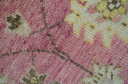 Custom Made Pink and Beige Oushak Hand Knotted Wool Rug.