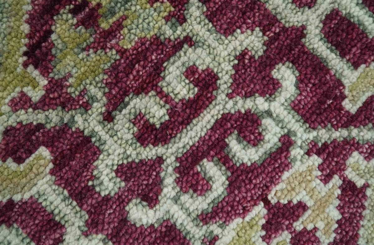 Custom Made Plum and Olive Traditional Dragon Oushak Design Hand knotted wool rug.