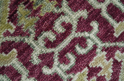 Custom Made Plum and Olive Traditional Dragon Oushak Design Hand knotted wool rug.
