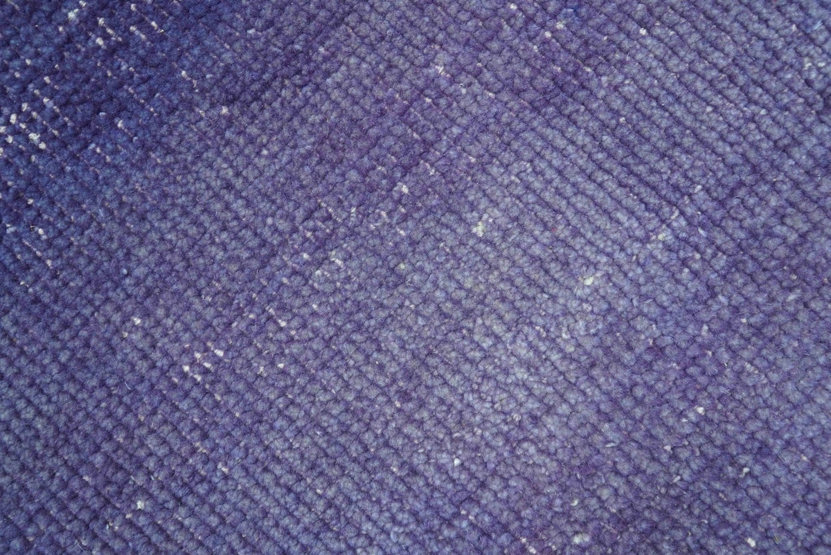 Custom Made Purple Modern Solid Overdyed Hand Knotted Wool Area Rug.