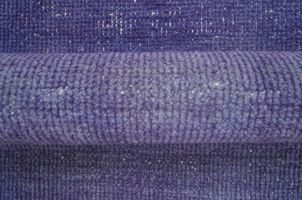 Custom Made Purple Modern Solid Overdyed Hand Knotted Wool Area Rug.