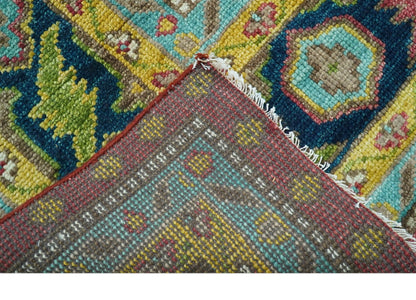 Custom Made Red And Blue Traditional Serapi Hand Knotted Wool Rug.