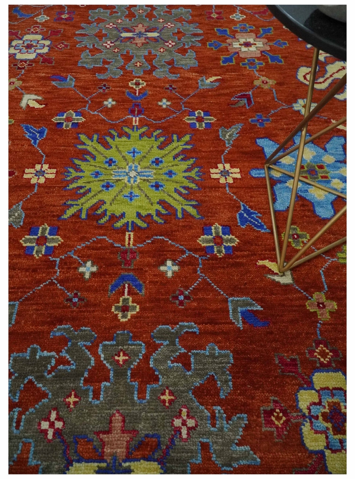 Custom Made Red and Ivory colorful Hand knotted Traditional Oushak Multi Size Wool Area Rug, Kids, Living Room and Bedroom Rug.