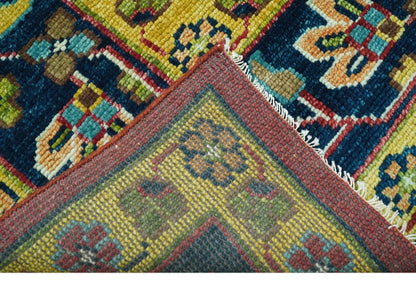 Custom Made Red And Mustard Traditional Floral Design Hand Knotted Wool Rug.