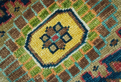 Custom Made Red And Mustard Traditional Floral Design Hand Knotted Wool Rug.