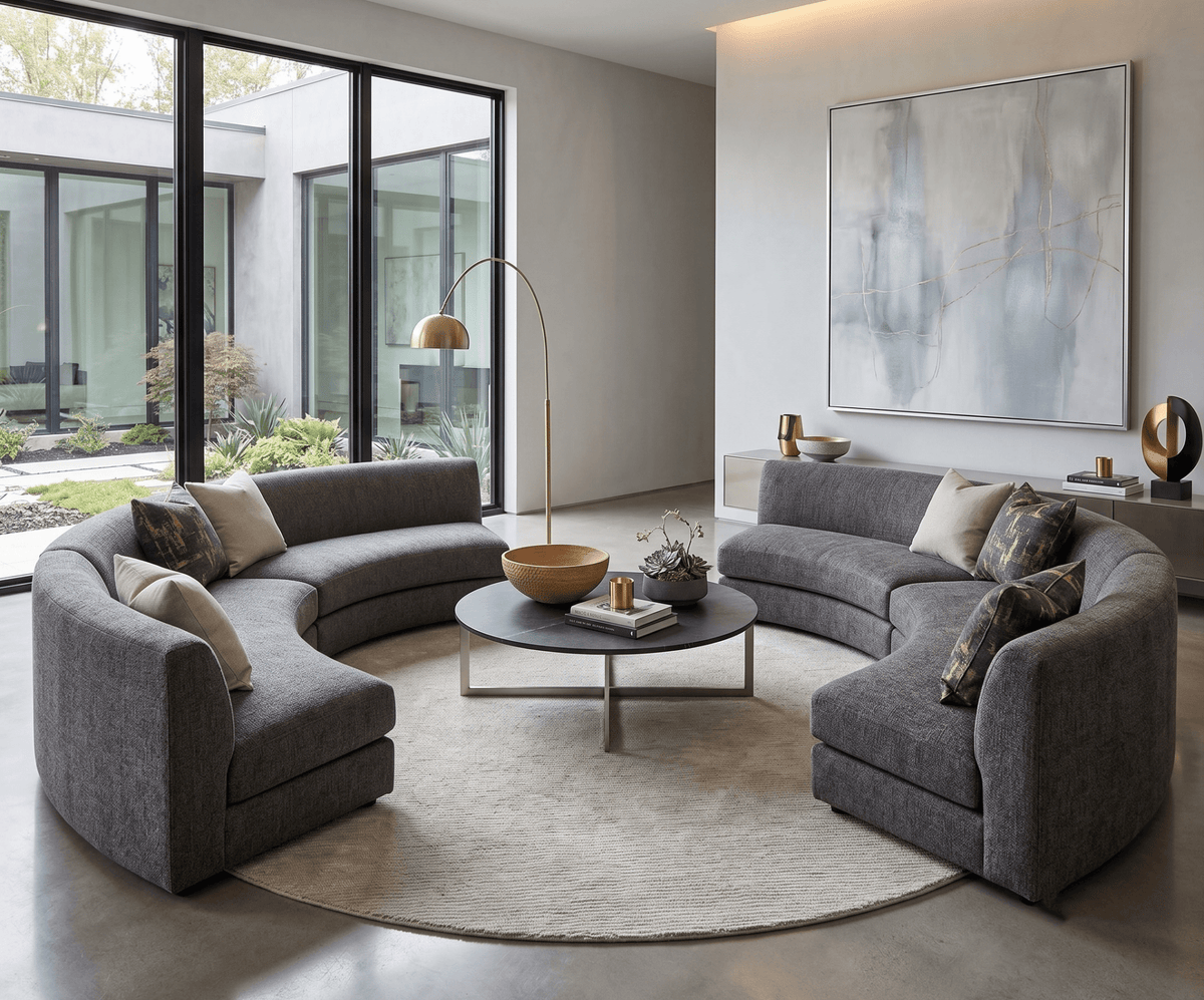 Custom Made Round Hand Tufted Ivory Modern Solid Design Wool Rug.