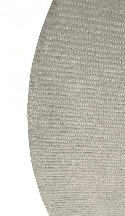Custom Made Round Hand Tufted Ivory Modern Solid Design Wool Rug.