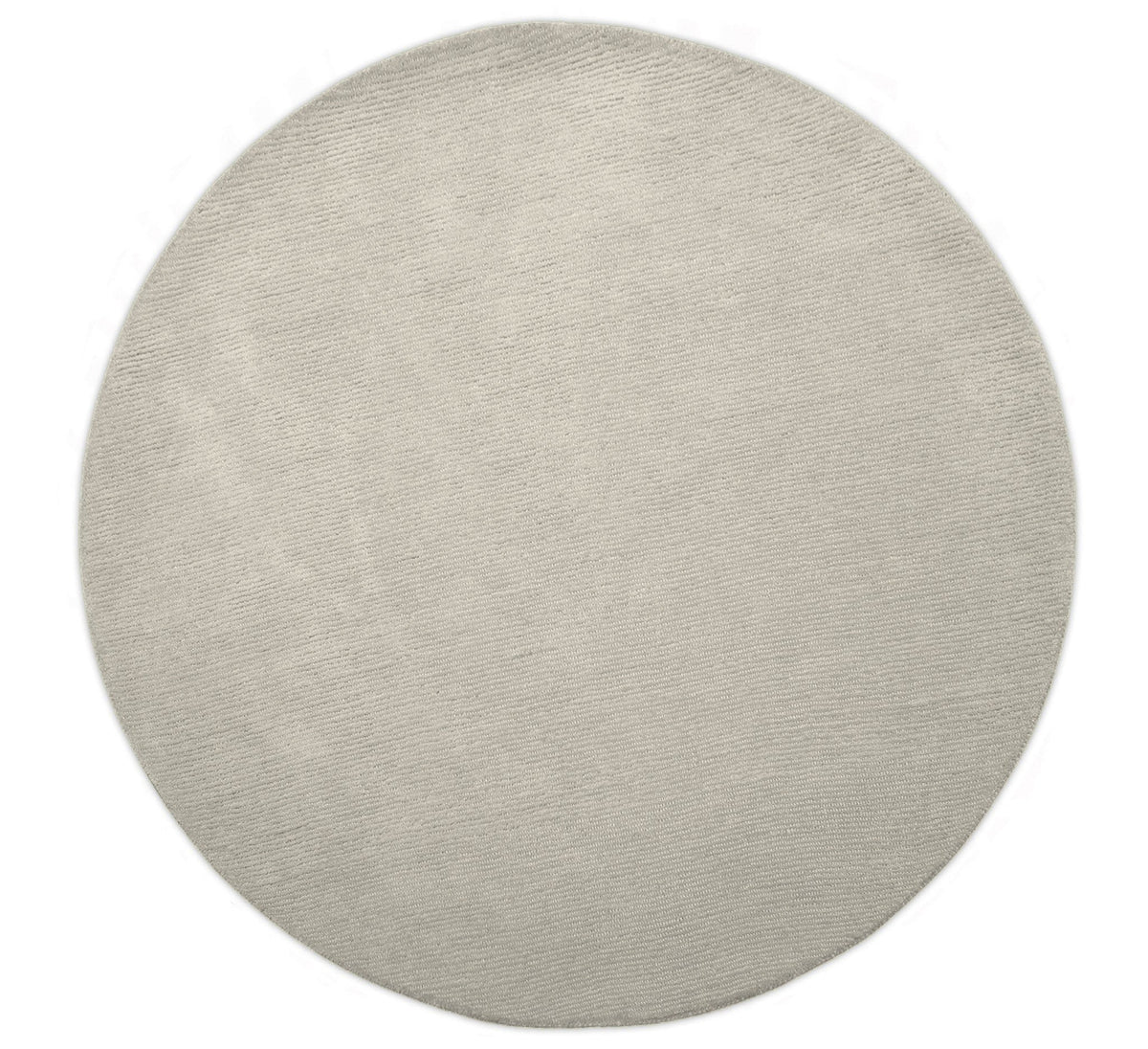 Custom Made Round Hand Tufted Ivory Modern Solid Design Wool Rug.