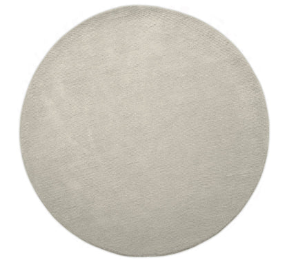 Custom Made Round Hand Tufted Ivory Modern Solid Design Wool Rug.