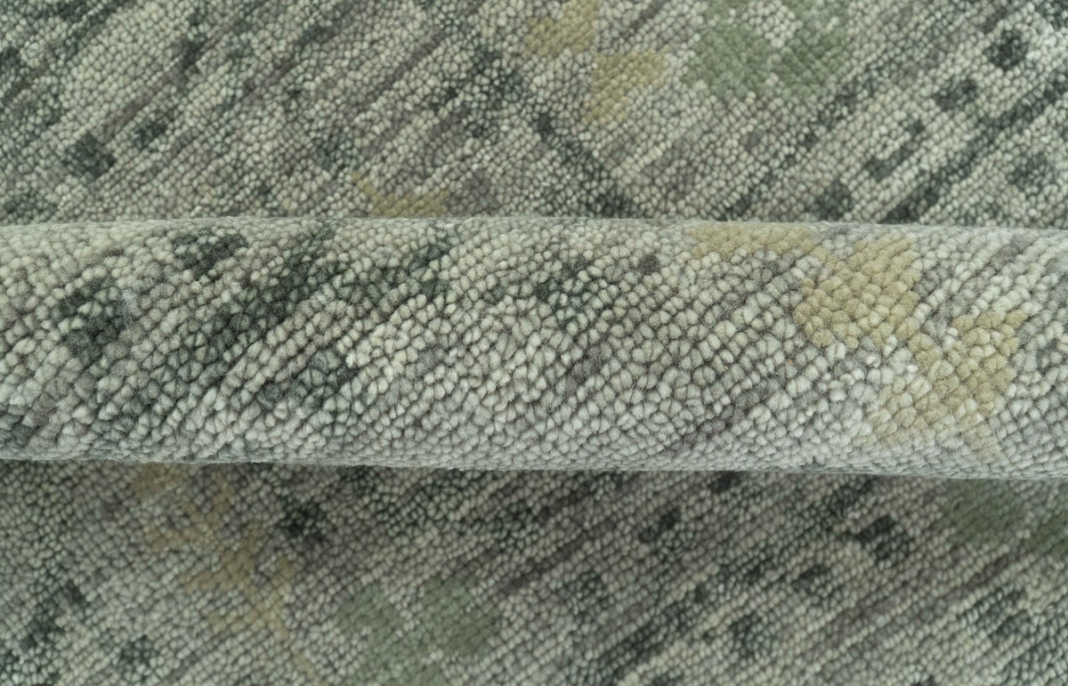 Custom Made Rug Modern Transitional Design Beige And Green Hand Knotted wool.