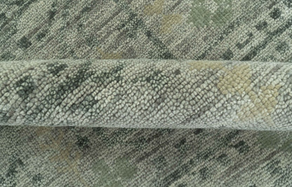 Custom Made Rug Modern Transitional Design Beige And Green Hand Knotted wool.