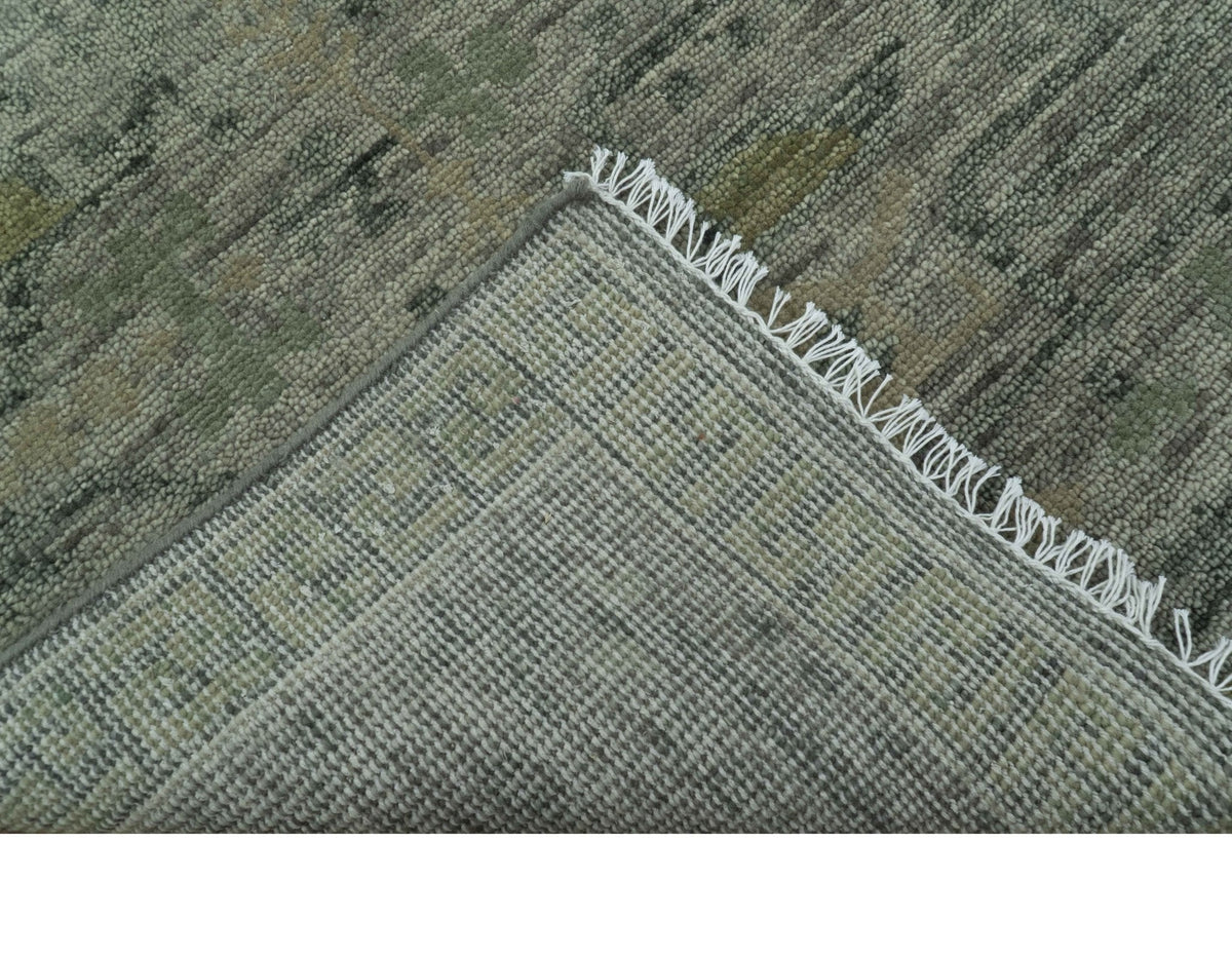 Custom Made Rug Modern Transitional Design Beige And Green Hand Knotted wool.