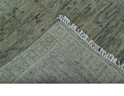 Custom Made Rug Modern Transitional Design Beige And Green Hand Knotted wool.