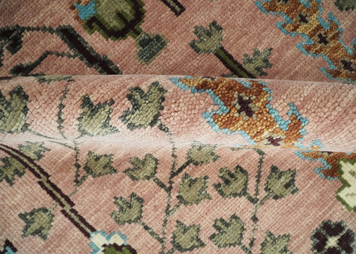 Custom Made Runner Rug Pink And Olive Tree of life Hand Knotted.