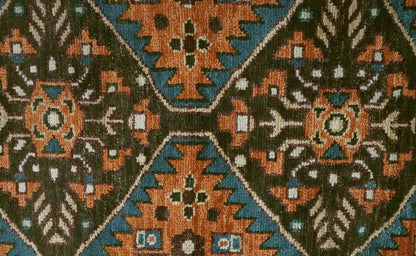 Custom Made Runner Rust And Brown Oriental Hand Knotted Wool Rug.