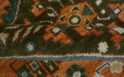 Custom Made Runner Rust And Brown Oriental Hand Knotted Wool Rug.