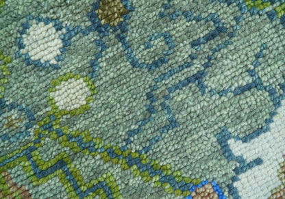 Custom Made Runner The Plants and Roots Green Hand Knotted Wool Rug.