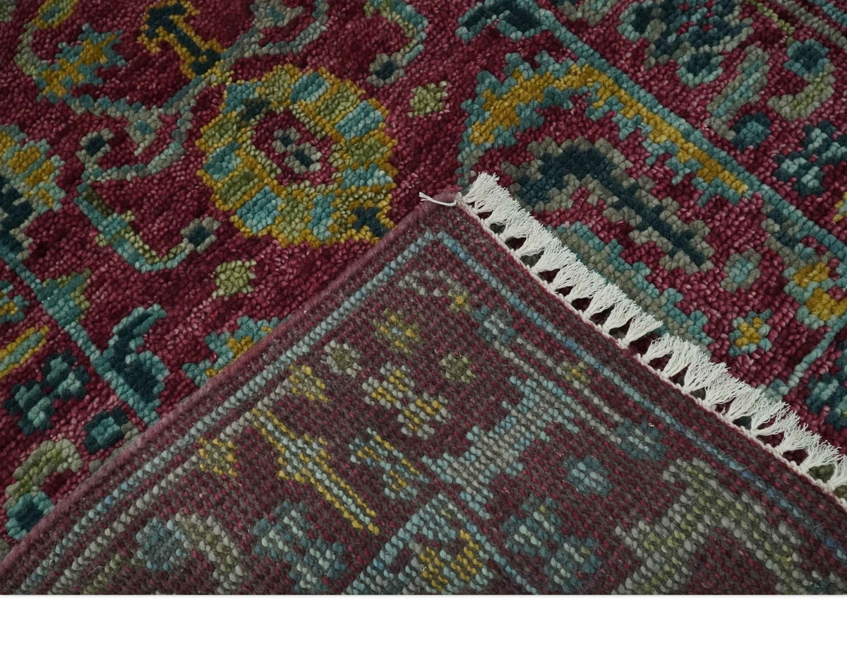 Custom Made Runner Traditional Maroon Hand Knotted Wool Rug.