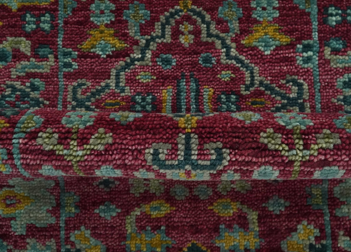 Custom Made Runner Traditional Maroon Hand Knotted Wool Rug.