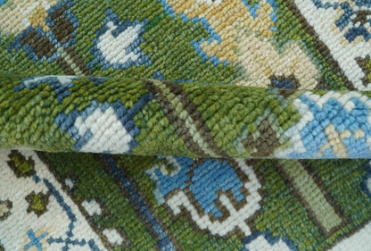 Custom Made Runner Tree of life Green And Ivory Hand Knotted Rug.