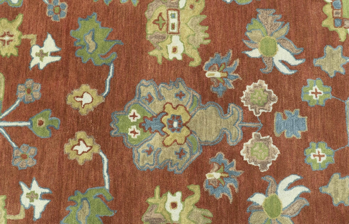 Custom Made Rust And Beige Traditional Oushak Design Hand Tufted 8x10 Wool Rug.