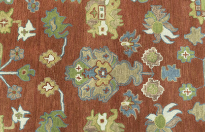 Custom Made Rust And Beige Traditional Oushak Design Hand Tufted 8x10 Wool Rug.