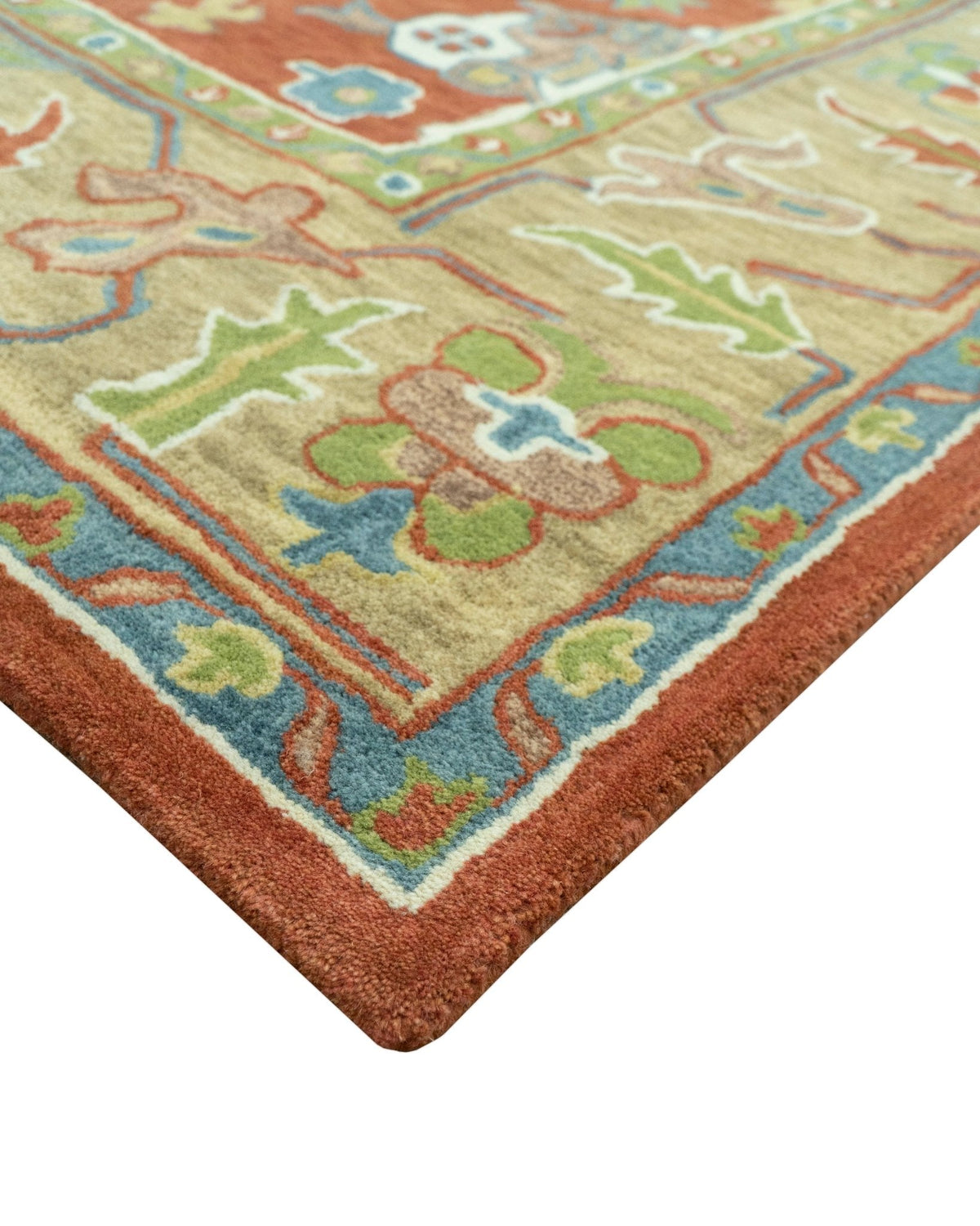 Custom Made Rust And Beige Traditional Oushak Design Hand Tufted 8x10 Wool Rug.