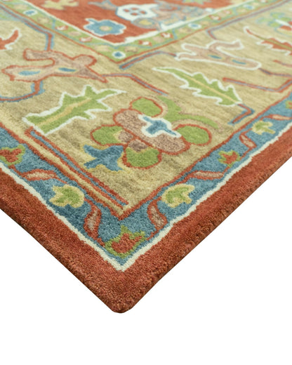 Custom Made Rust And Beige Traditional Oushak Design Hand Tufted 8x10 Wool Rug.