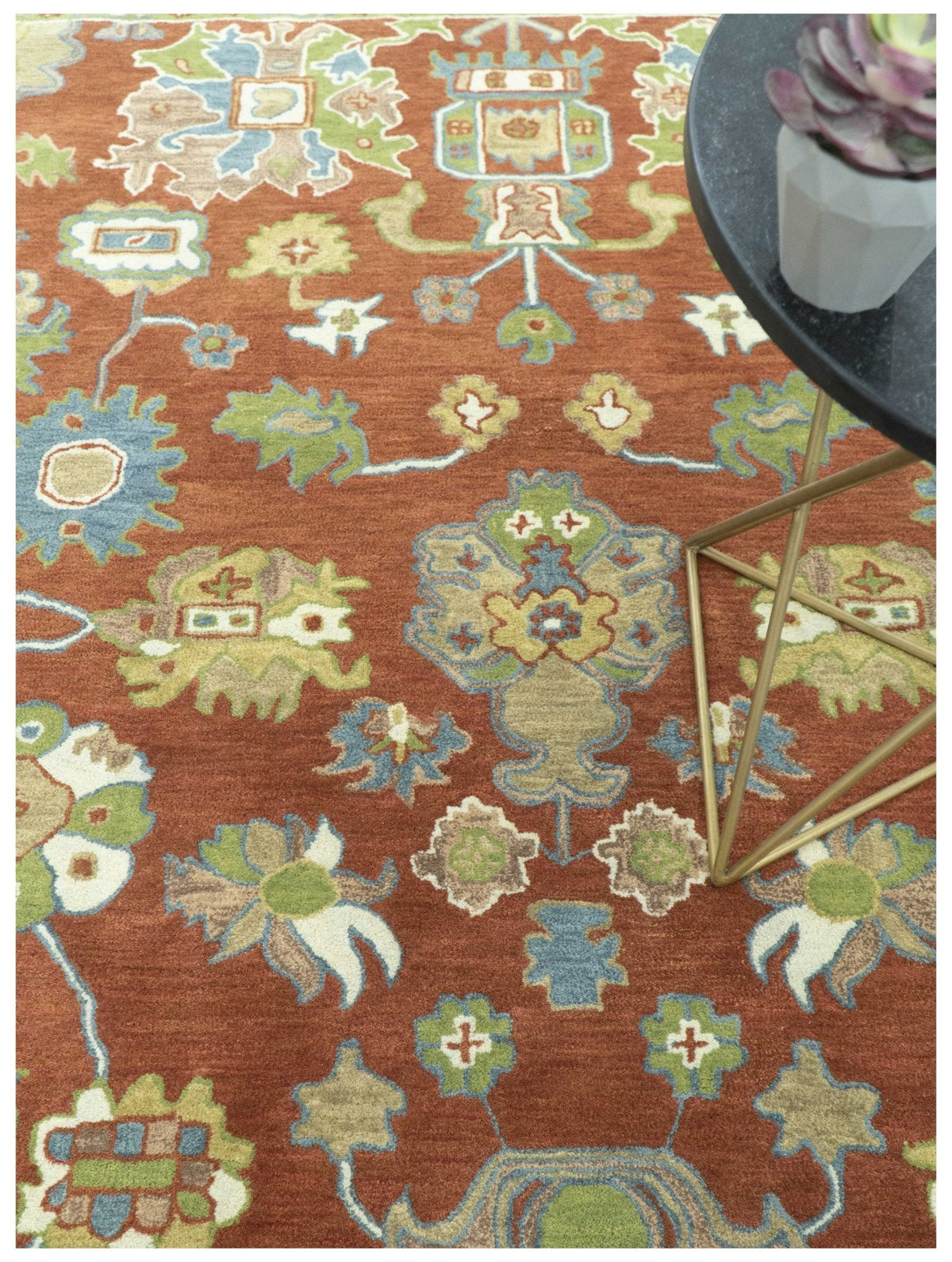 Custom Made Rust And Beige Traditional Oushak Design Hand Tufted 8x10 Wool Rug.