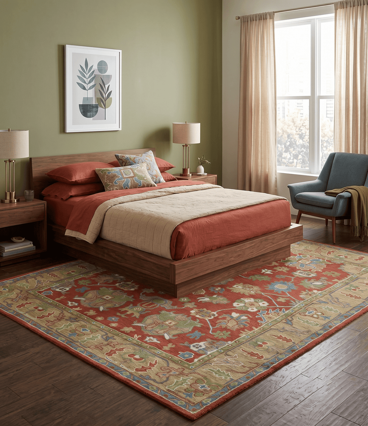 Custom Made Rust And Beige Traditional Oushak Design Hand Tufted 8x10 Wool Rug.