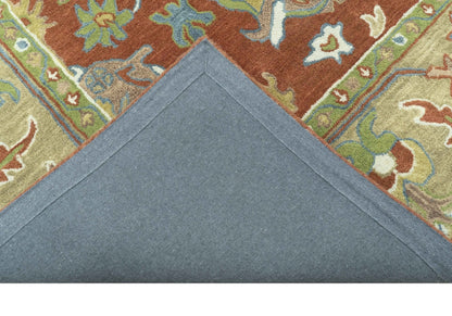 Custom Made Rust And Beige Traditional Oushak Design Hand Tufted 8x10 Wool Rug.