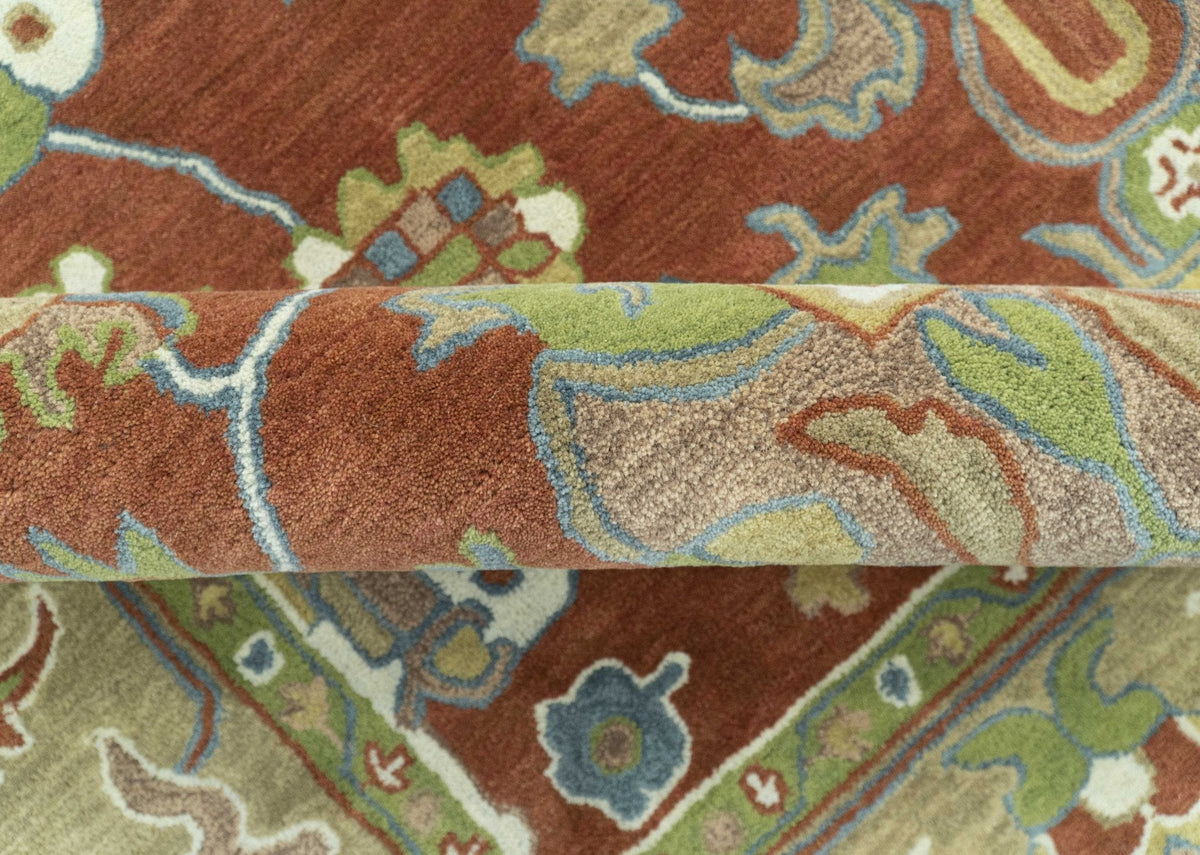 Custom Made Rust And Beige Traditional Oushak Design Hand Tufted 8x10 Wool Rug.
