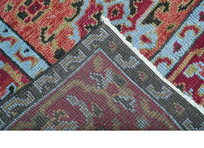 Custom Made Rust And Black Traditional Medallions Design Hand Knotted Wool Rug.