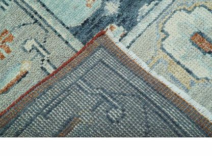Custom Made Rust And Blue Traditional Serapi Design Hand Knotted Wool Rug.