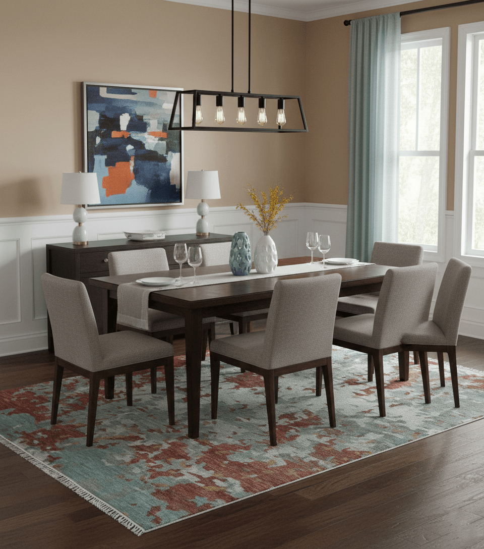 Custom Made Rust And Gray Modern Abstract Design Hand knotted Wool Area Rug.