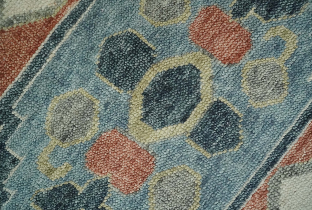 Custom Made Rust and Gray Traditional Hand knotted Multi Size wool Area Rug.