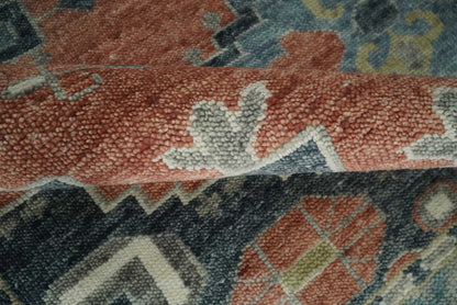 Custom Made Rust and Gray Traditional Hand knotted Multi Size wool Area Rug.