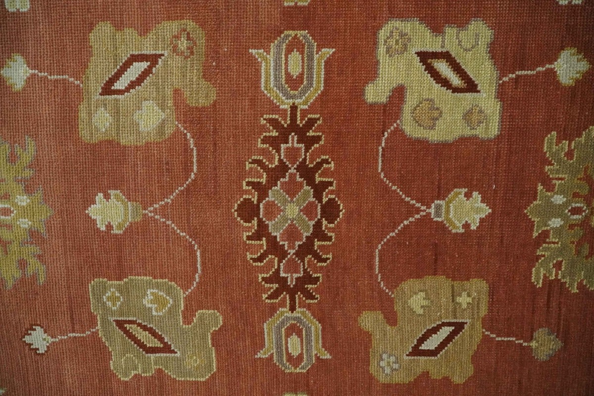 Custom Made Rust, Ivory and Beige Hand Knotted Traditional Oushak Multi Size Wool Area Rug.