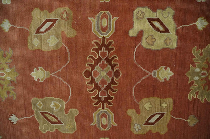 Custom Made Rust, Ivory and Beige Hand Knotted Traditional Oushak Multi Size Wool Area Rug.