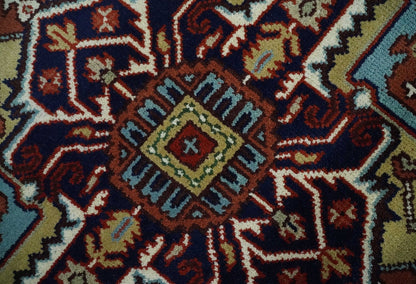 Custom Made Rust, Mustard, Ivory and Blue Hand Knotted Traditional Wool Area Rug.