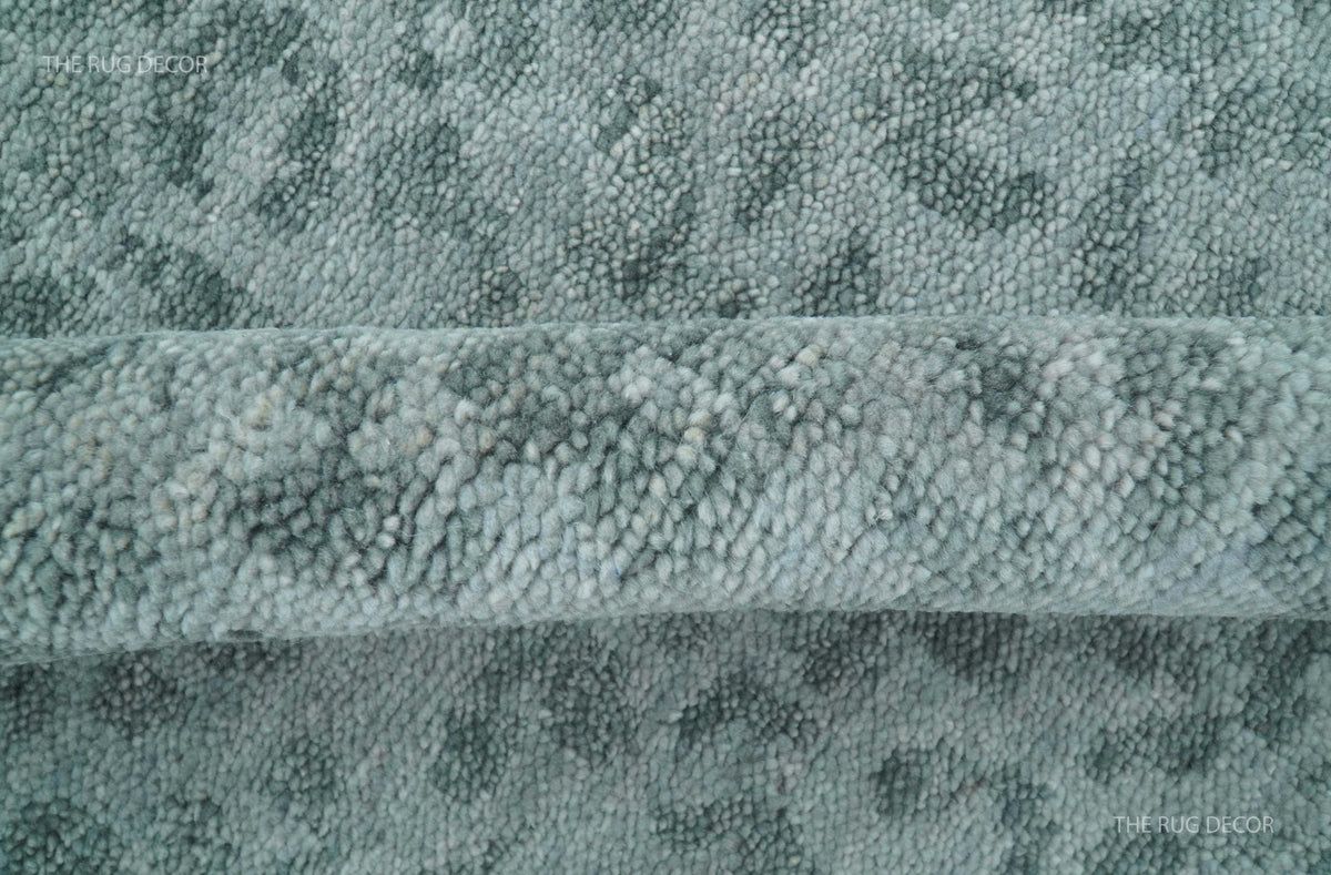 Custom Made Silver and Gray Leopard Print Hand Knotted Wool Rug.