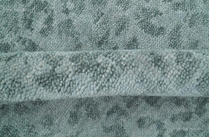 Custom Made Silver and Gray Leopard Print Hand Knotted Wool Rug.