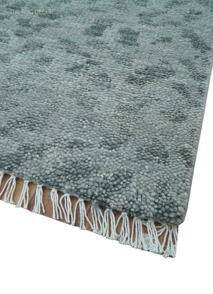 Custom Made Silver and Gray Leopard Print Hand Knotted Wool Rug.