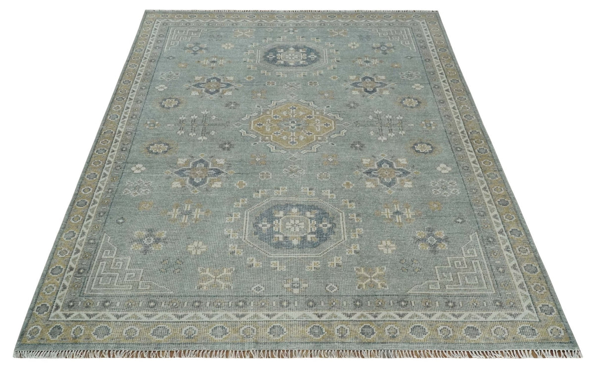 Custom Made Silver, Beige and Charcoal Traditional Hand knotted Mamluk design wool Area Rug.