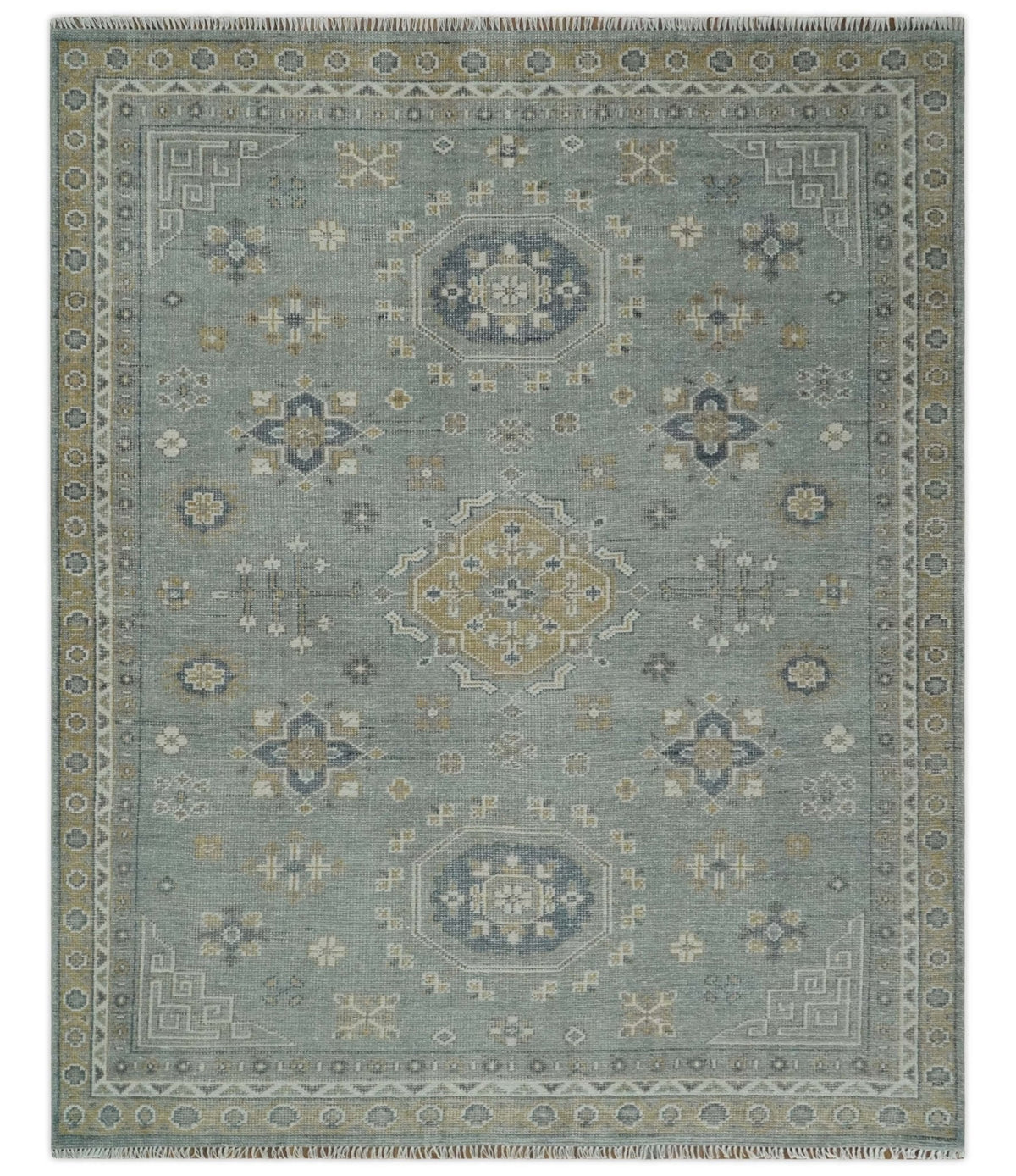 Custom Made Silver, Beige and Charcoal Traditional Hand knotted Mamluk design wool Area Rug.